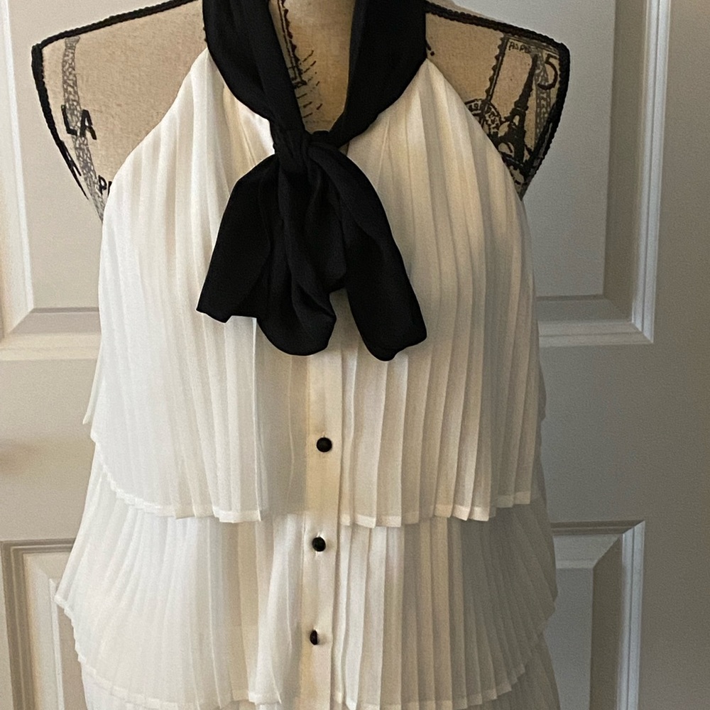 White House Black Market Pleated Tiered Blouse